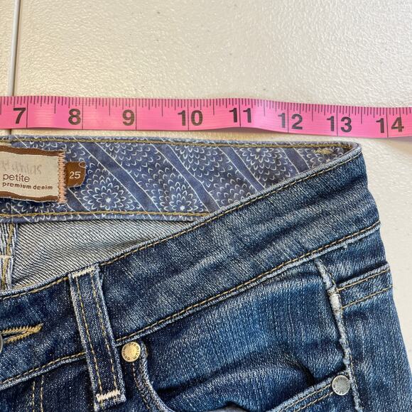 Paige Petite Premium Denim Lauren Canyon Blue Flared Lo Rise Distressed Jeans 25 - Picture 10 of 13